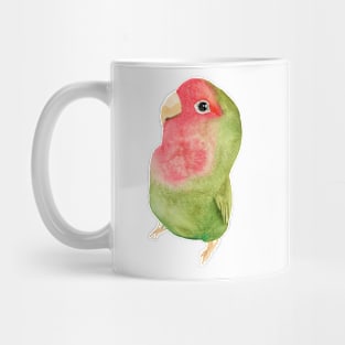 Watercolor melon loverbird lovebird parrot bird pink and green Mug